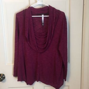 Kenzie pink& black thin stripe cowl neck size L